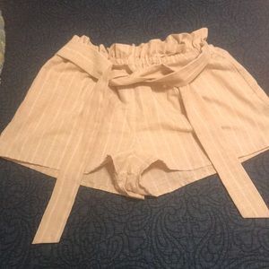 Tan and white striped shorts
